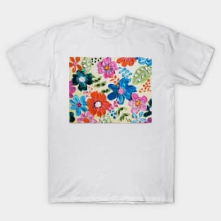 spring flowers, colorful flowers pattern, pastel and solid colored flowers, illustration like flowers T-Shirt